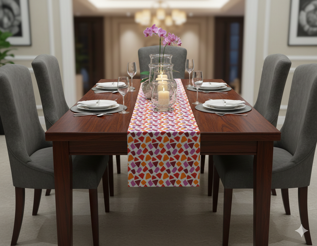 Modern Geometric Printed Table Runner – 120 × 40 cm - Main Product Image - Printed - Nushio