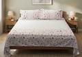 Queen Size White Hakoba Cotton Bedsheet with Floral Print Border (240x240 cm)