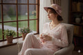 Blush Pink Lace-Trim Cotton Night Dress Set - Main Product Image - Cotton - Nushio