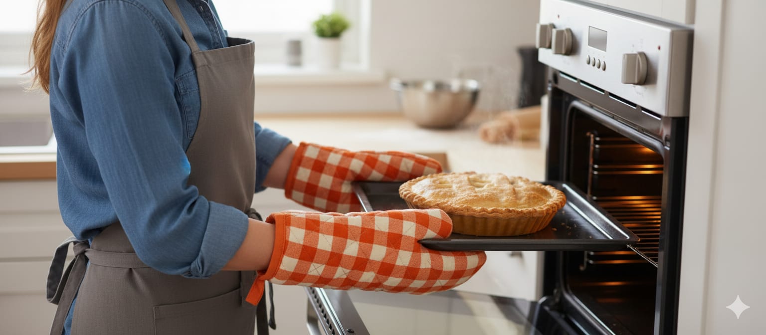 Rustic Checkered Cotton Oven Gloves – Set of 2