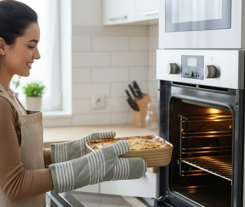 Striped Cotton Quilted Oven Gloves – Heat Resistant Kitchen Mitts (Set of 2)