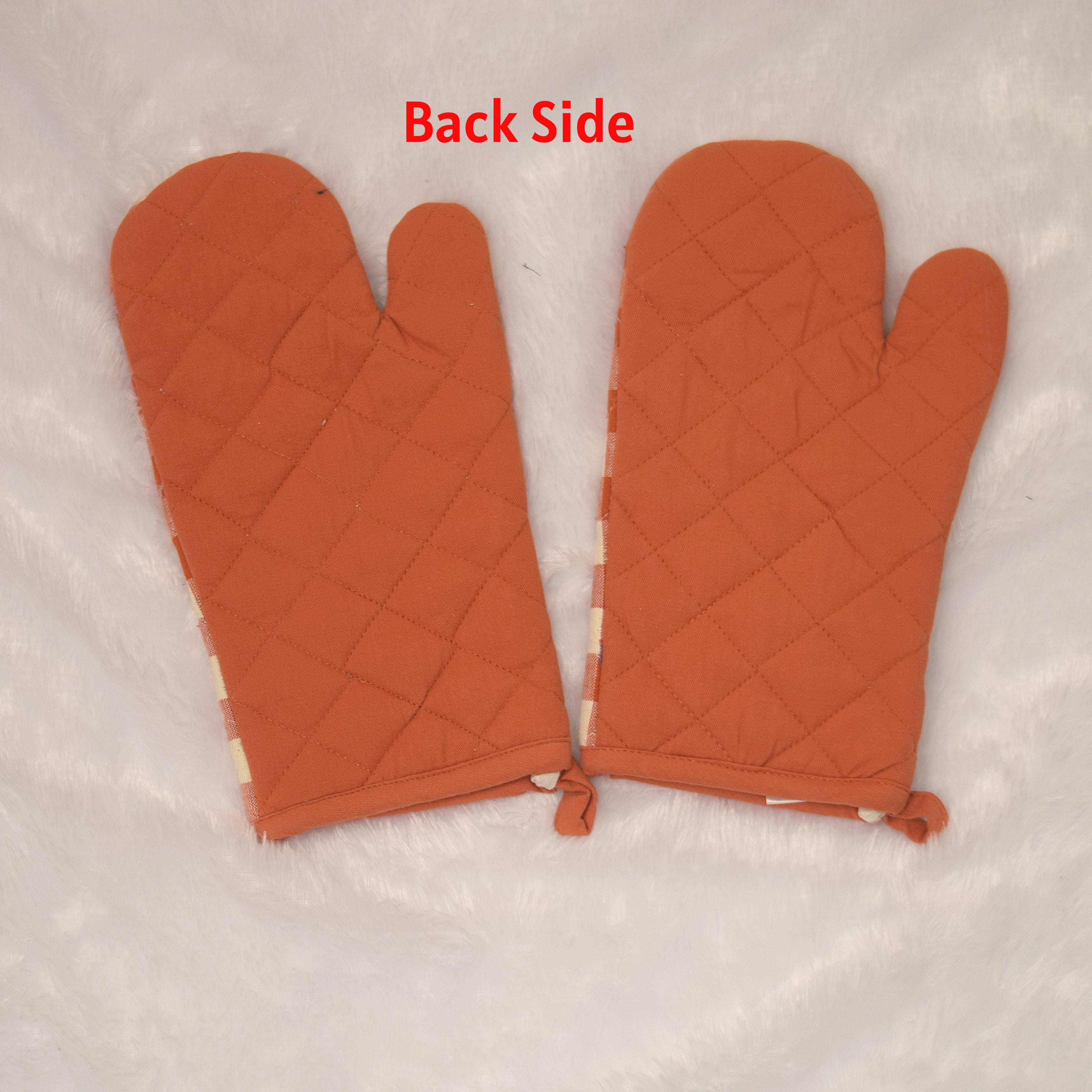 Rustic Checkered Cotton Oven Gloves – Set of 2