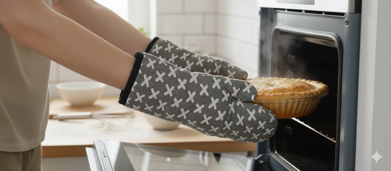 Grey Cross Pattern Cotton Oven Gloves - Set of 2 - Main Product Image - Cotton - Nushio