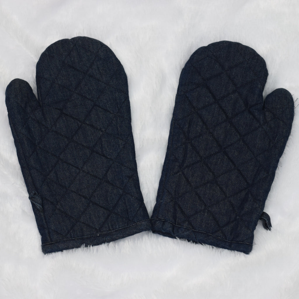 Premium Quilted Denim Oven Gloves – Heat Resistant Kitchen Mitts (Set of 2)