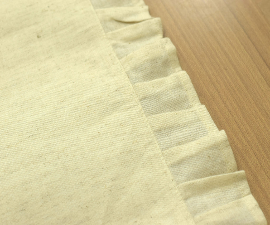 Embroidered Floral Cotton Table Runner with Frilled Border