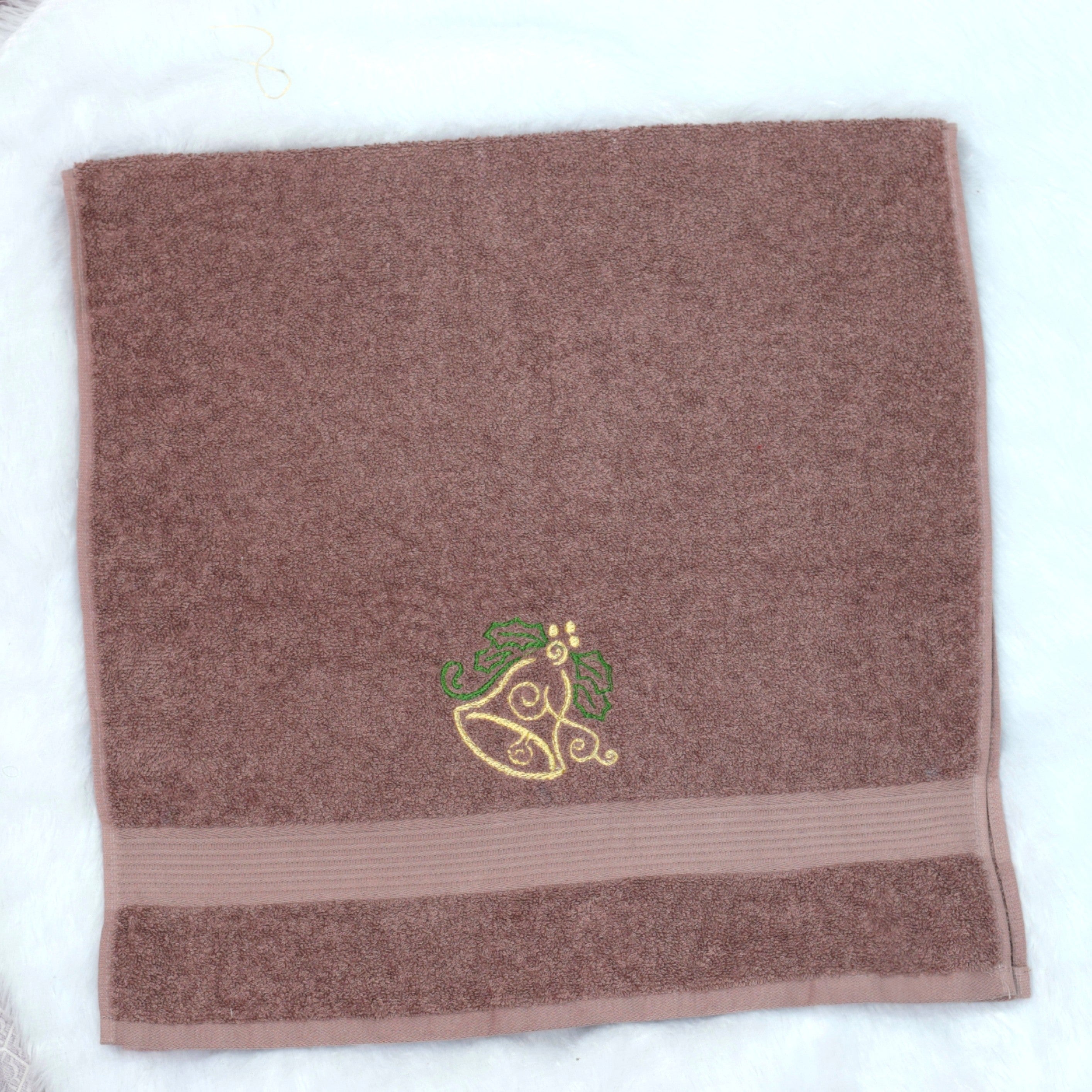 Christmas Bell Embroidered Turkish Hand Towel - 19x38 Inch - View 2 - Embroidered - Nushio