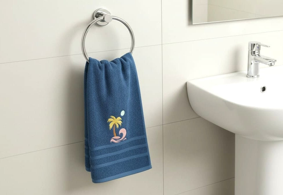 Blue Palm Beach Embroidered Turkey Towel - Main Product Image - Embroidered - Nushio