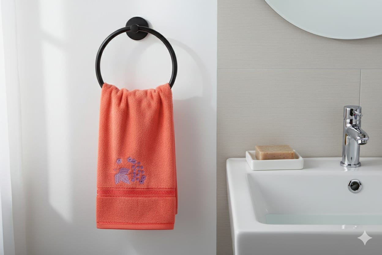 Premium Turkish Embroidered Hand Towel – Soft Cotton, Elegant Floral Design