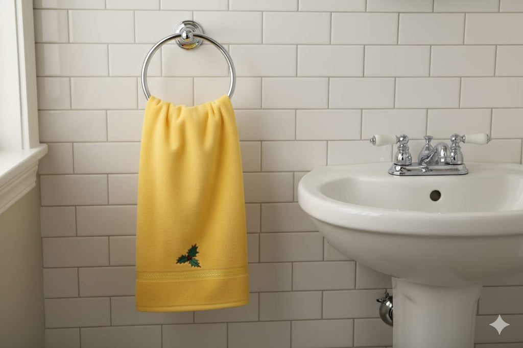 Golden Yellow Turkish Embroidered Hand Towel - Main Product Image - Embroidered - Nushio