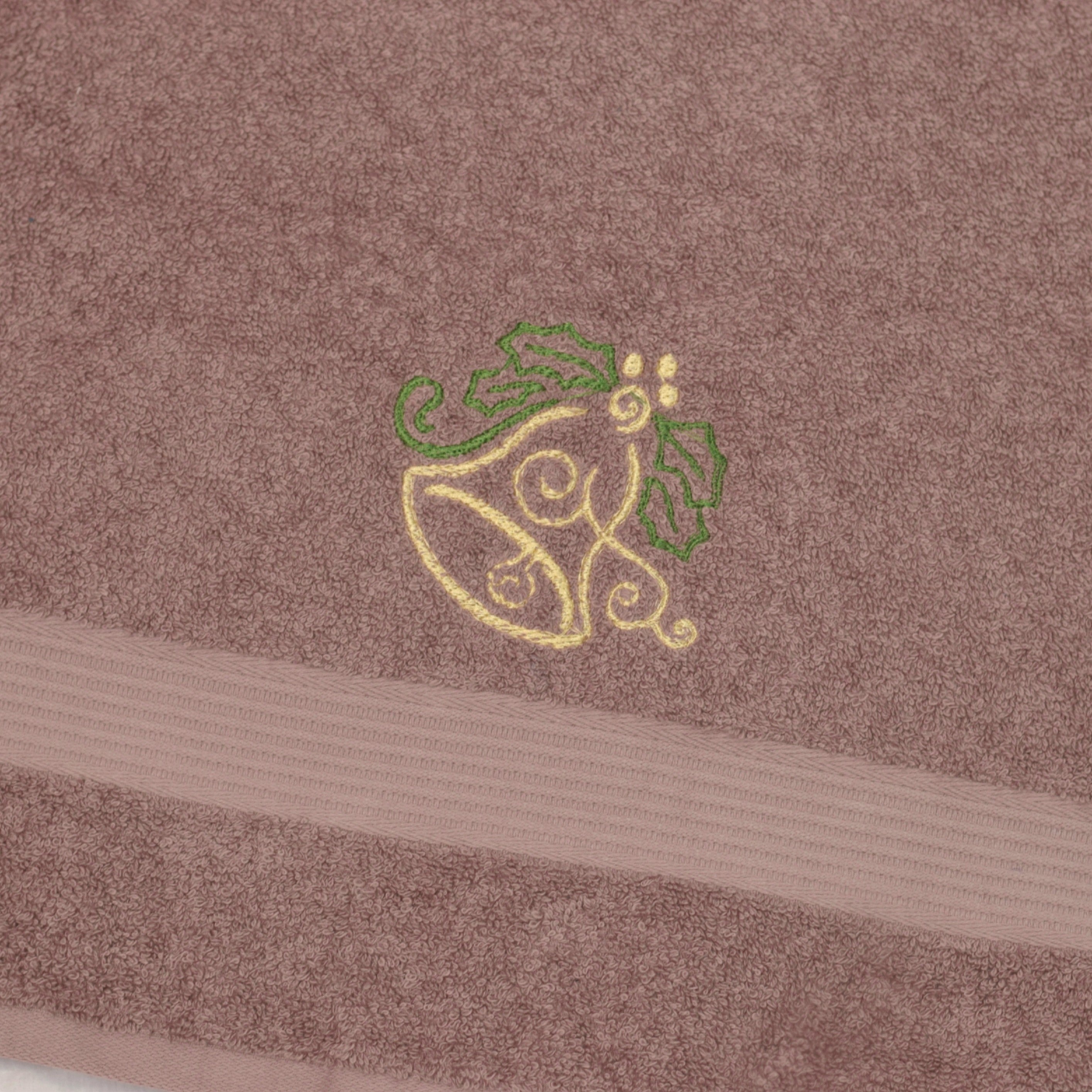 Christmas Bell Embroidered Turkish Hand Towel - 19x38 Inch