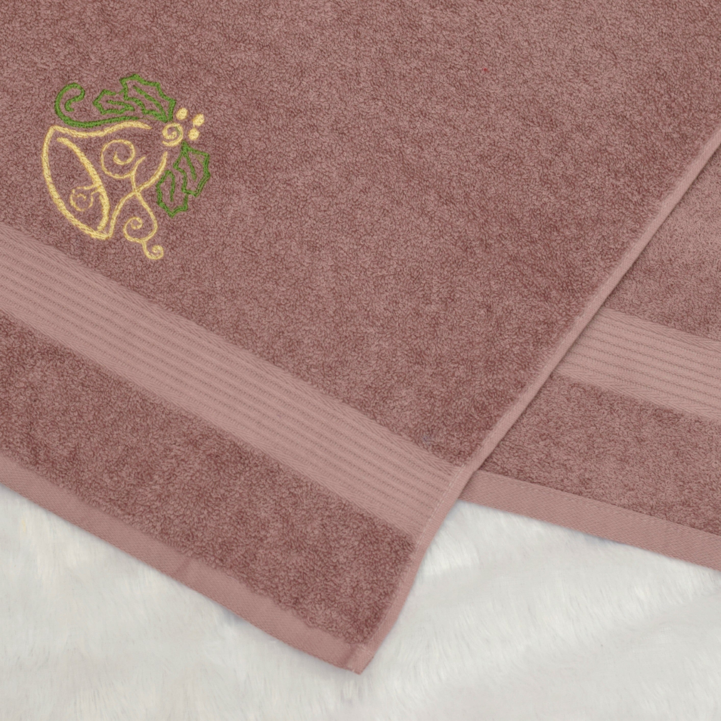 Christmas Bell Embroidered Turkish Hand Towel - 19x38 Inch - View 3 - Embroidered - Nushio