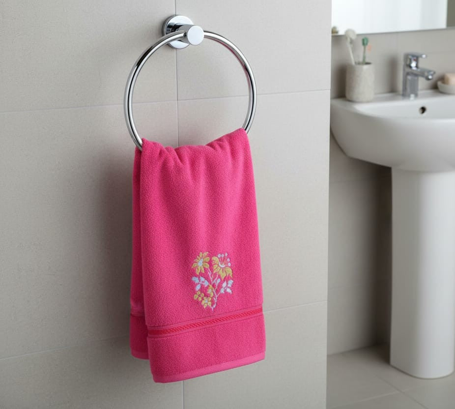 Luxury Turkish Embroidered Hand Towel – Soft Cotton, Floral Design - Main Product Image - Cotton Floral Embroidered - Nushio